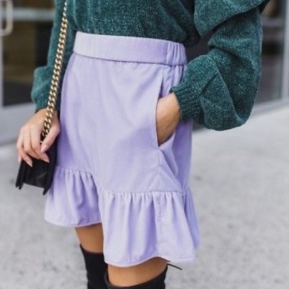 NWT J. Crew Lilac Velvet Peplum Skirt Size PS